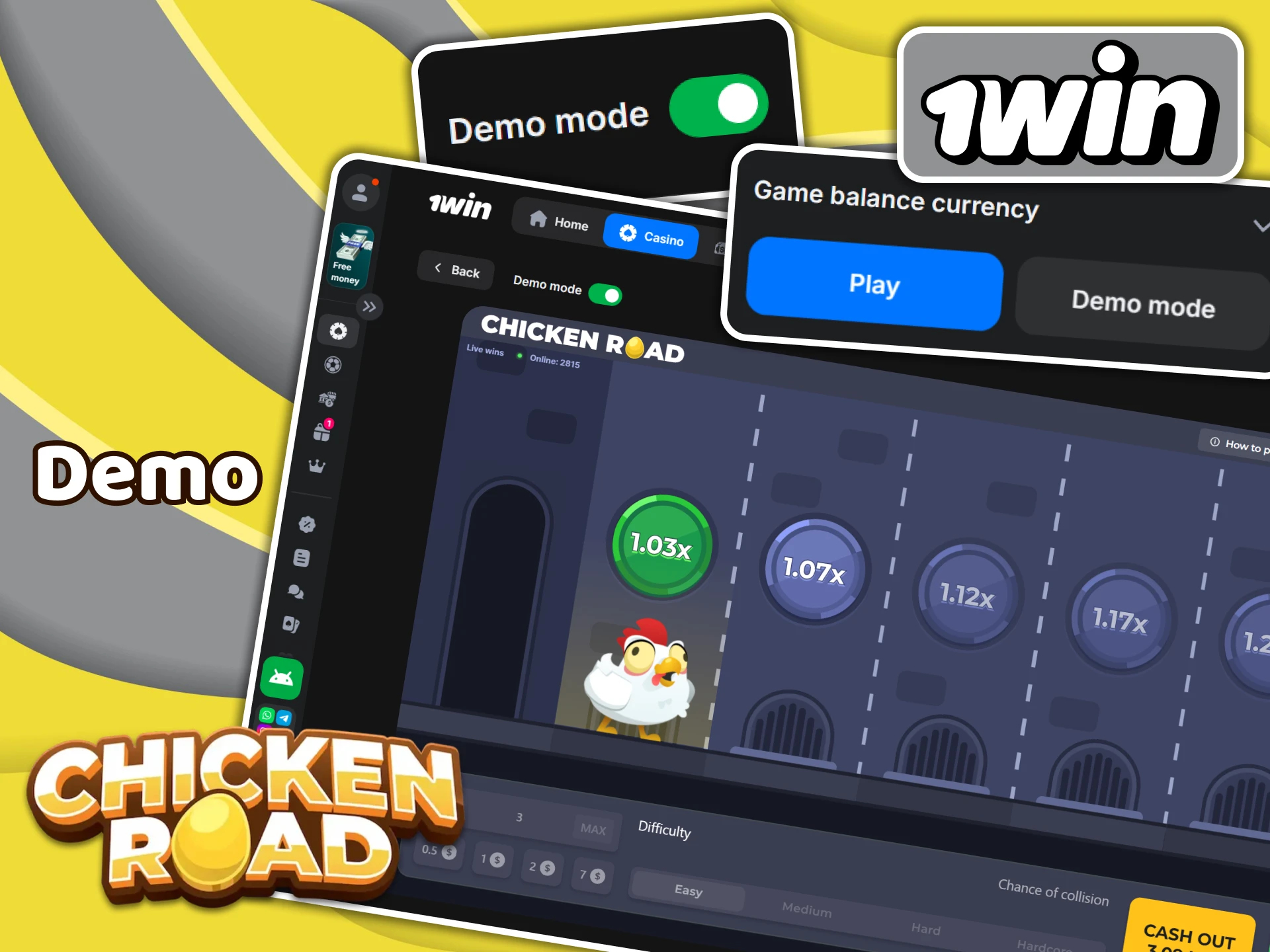 Try Chicken Road demo mode on the 1win platform.