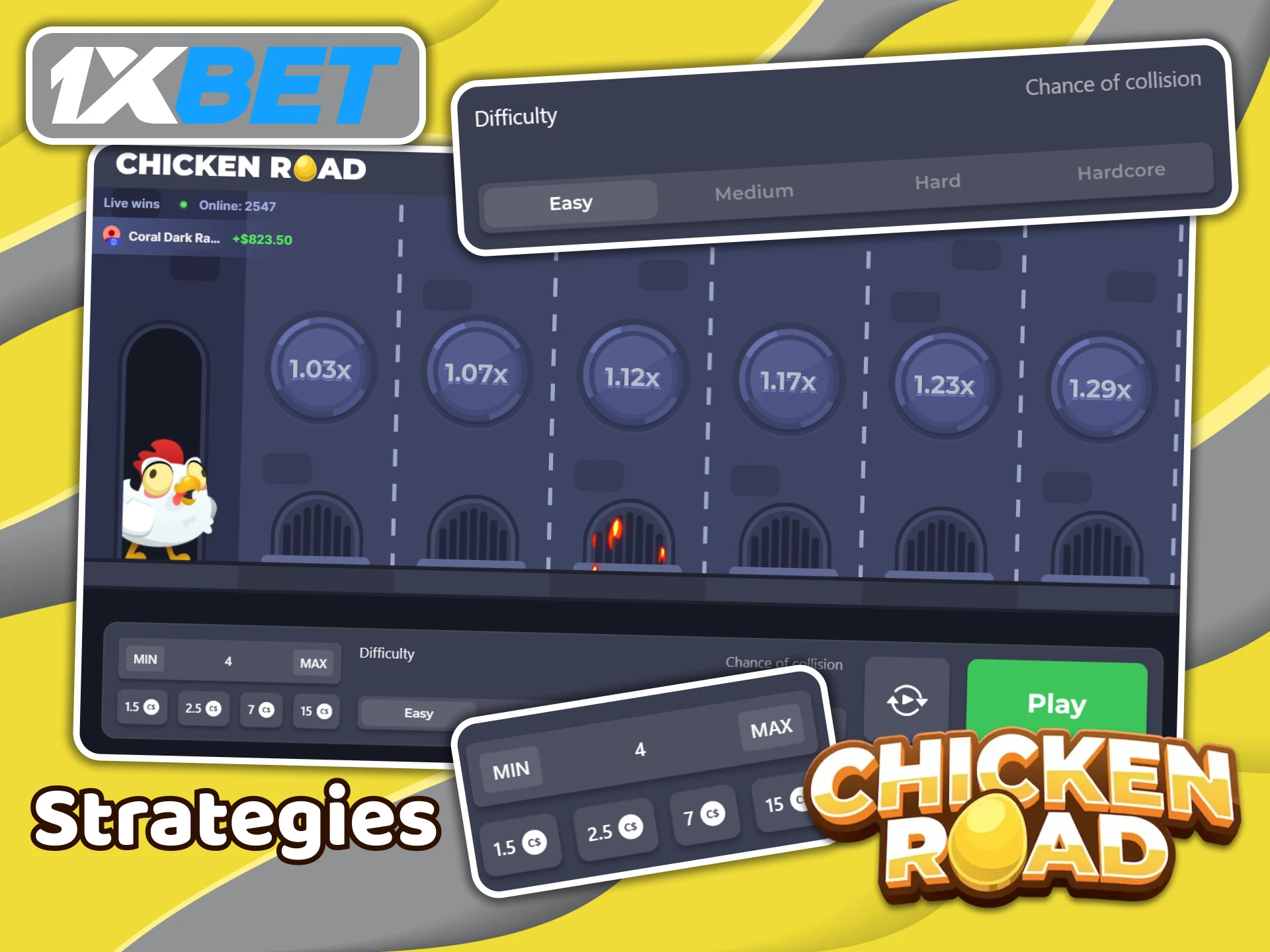 Find the best strategy to win in the Chicken Road game at 1XBet.