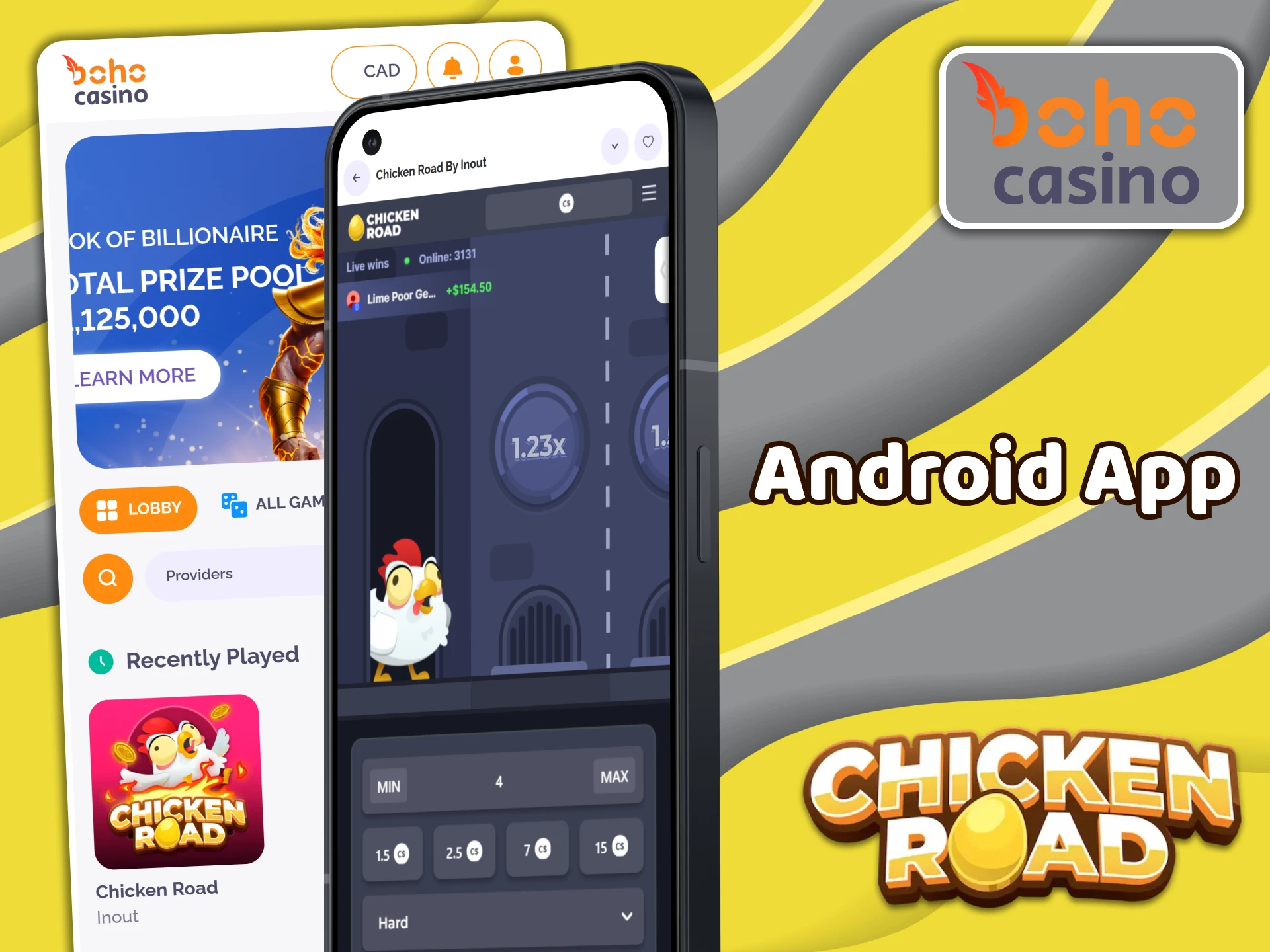 Play Chicken Road on the Boho Casino Android app.