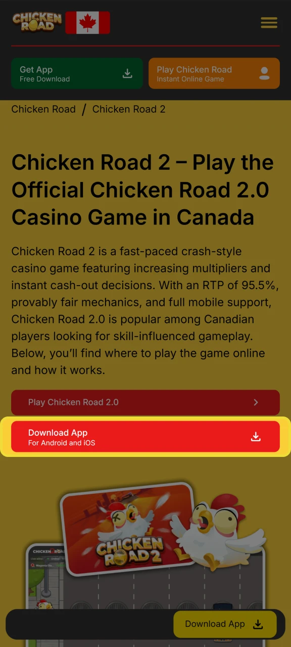 Click Download App to get the casino APK file.