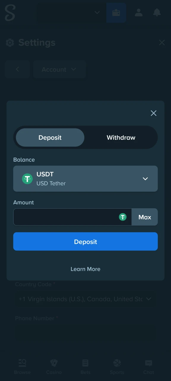 Add the amount and confirm the deposit to use this money in Chicken Road 2.