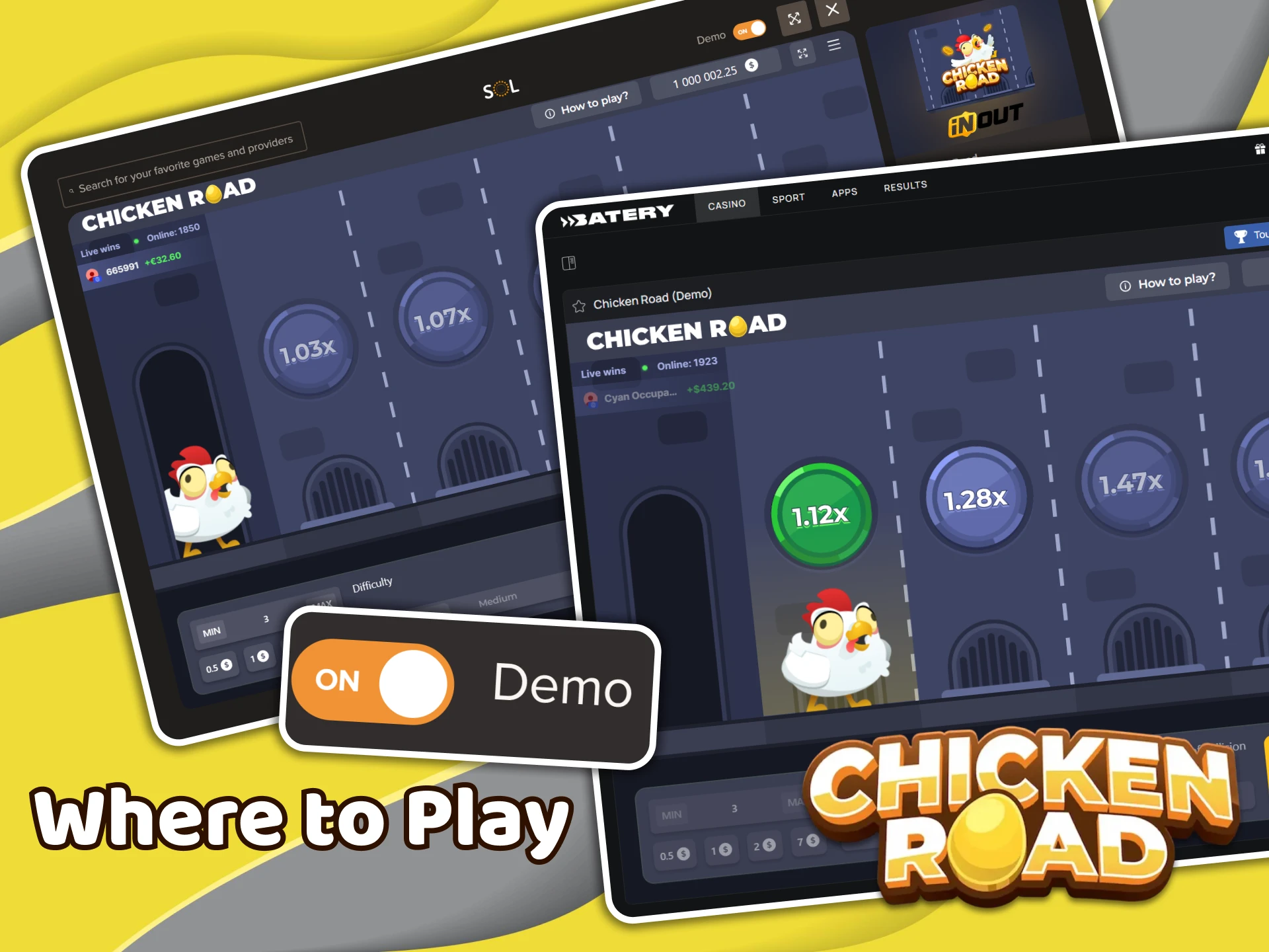 See where you can play Chicken Road and what bonuses each of the platforms has.