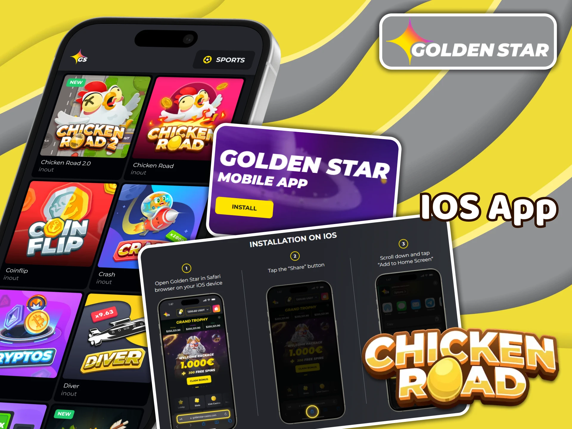 Get the Golden Star iOS app to play Chicken Road.