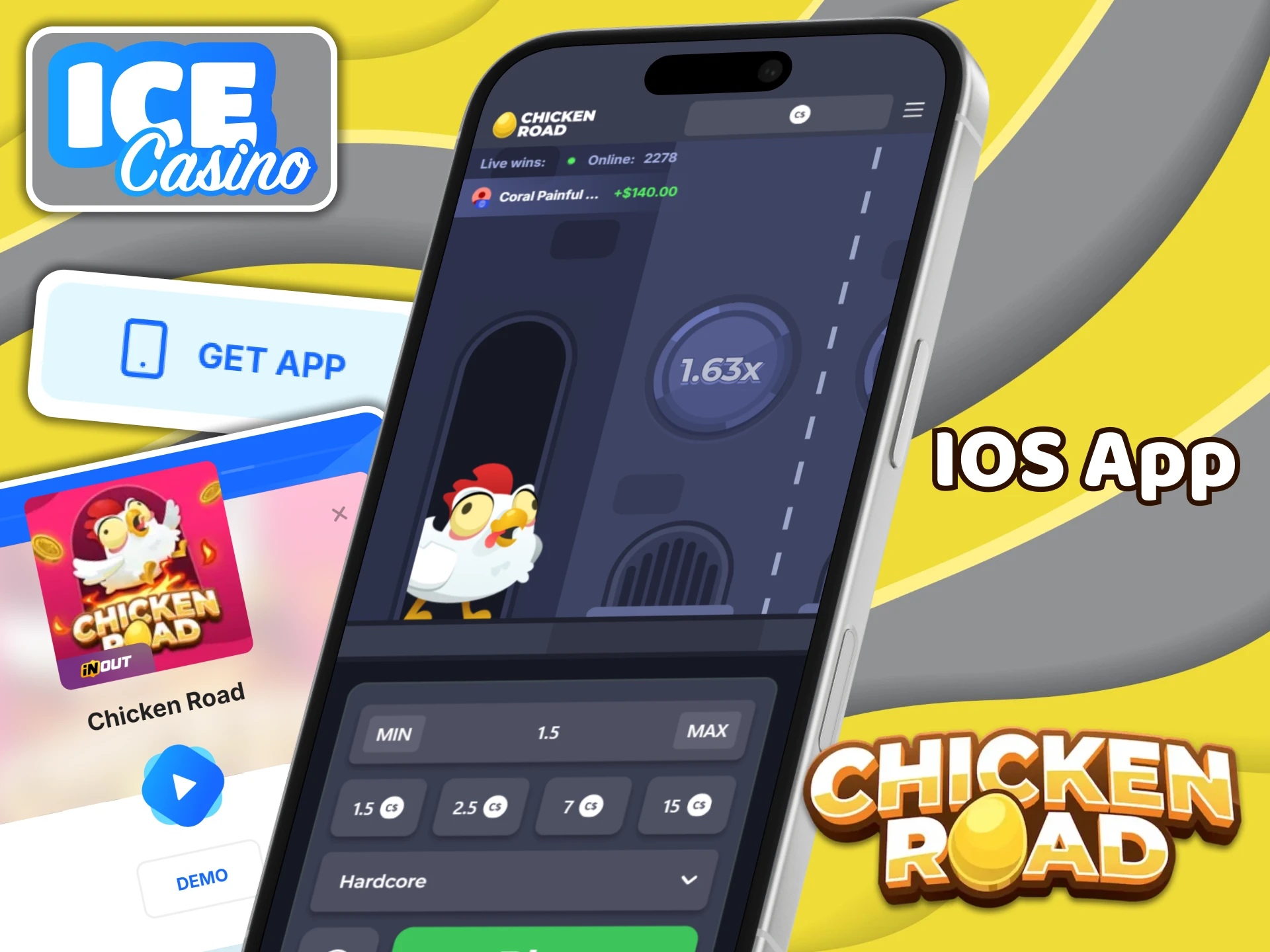 Use the mobile version of Ice Casino on your iOS device to play Chicken Road.