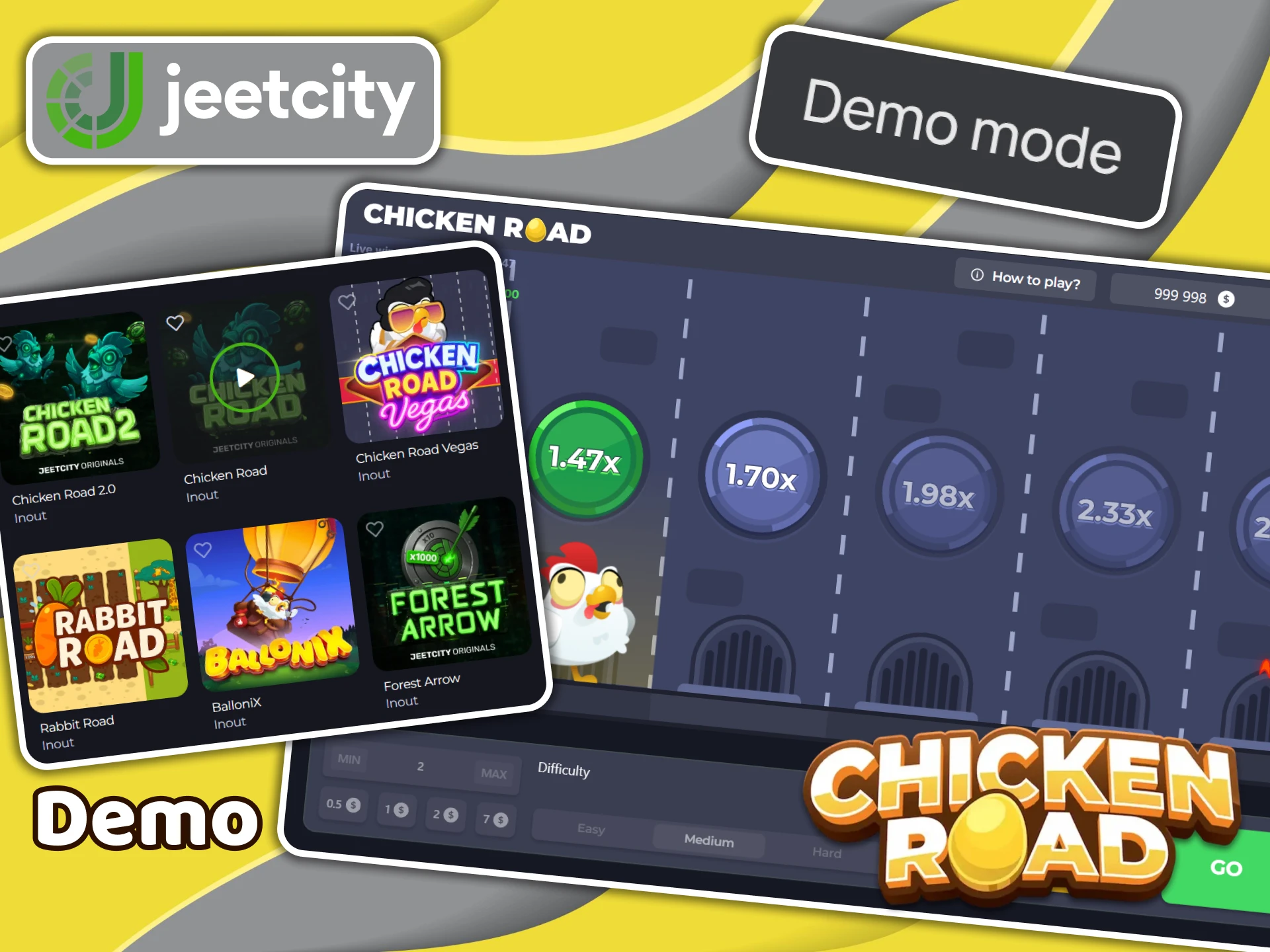 Try your hand in the Chicken Road demo mode at JeetCity.