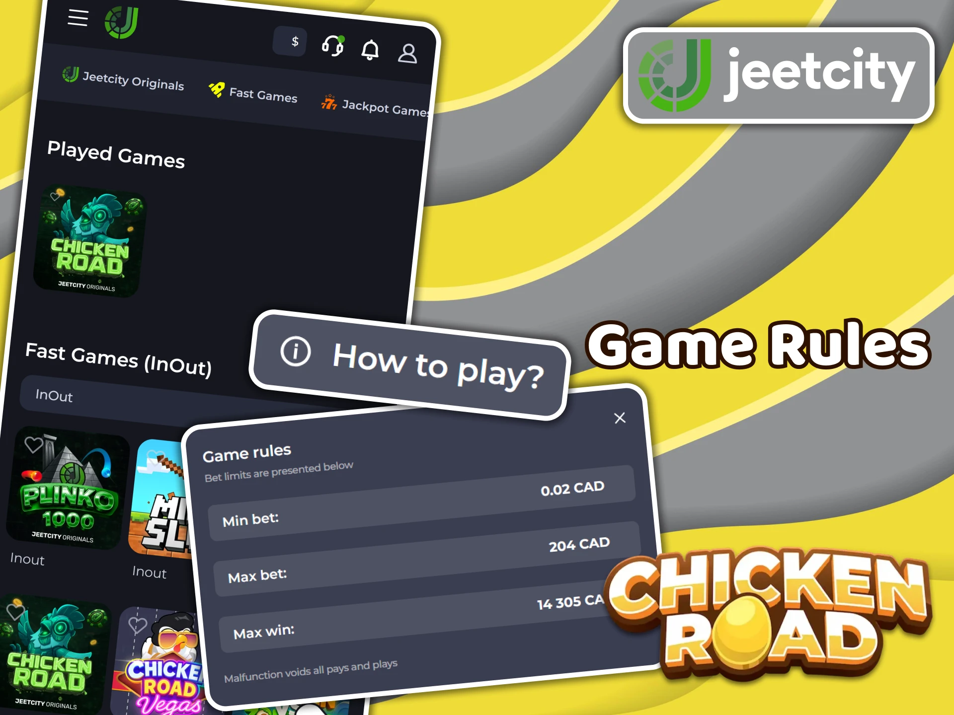 Find out how to play Chicken Road at JeetCity casino.