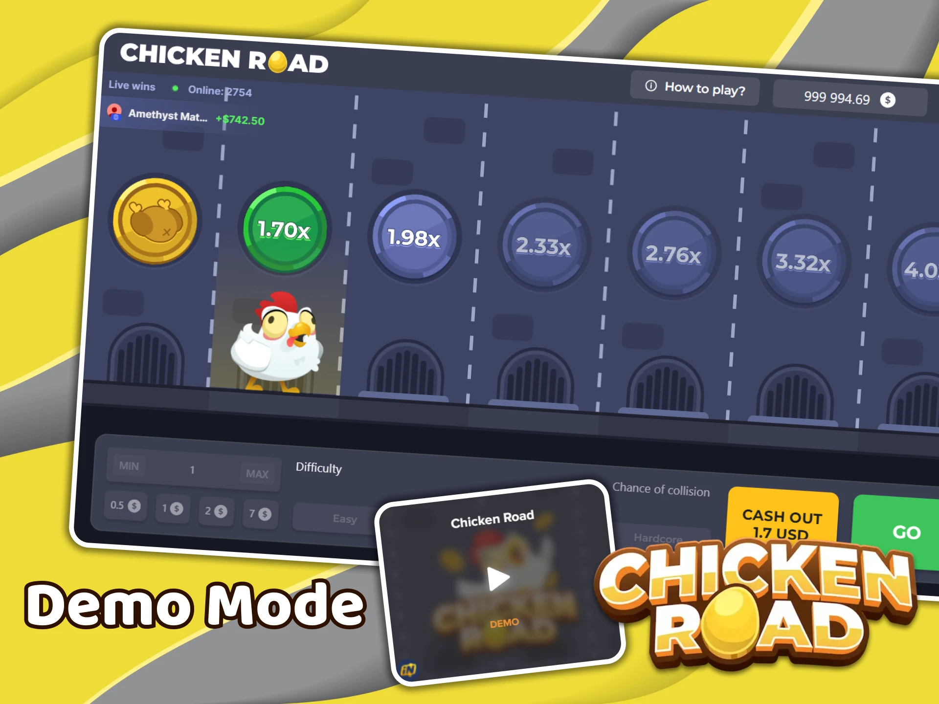 Before you start playing for real money, try out the Chicken Road demo mode.