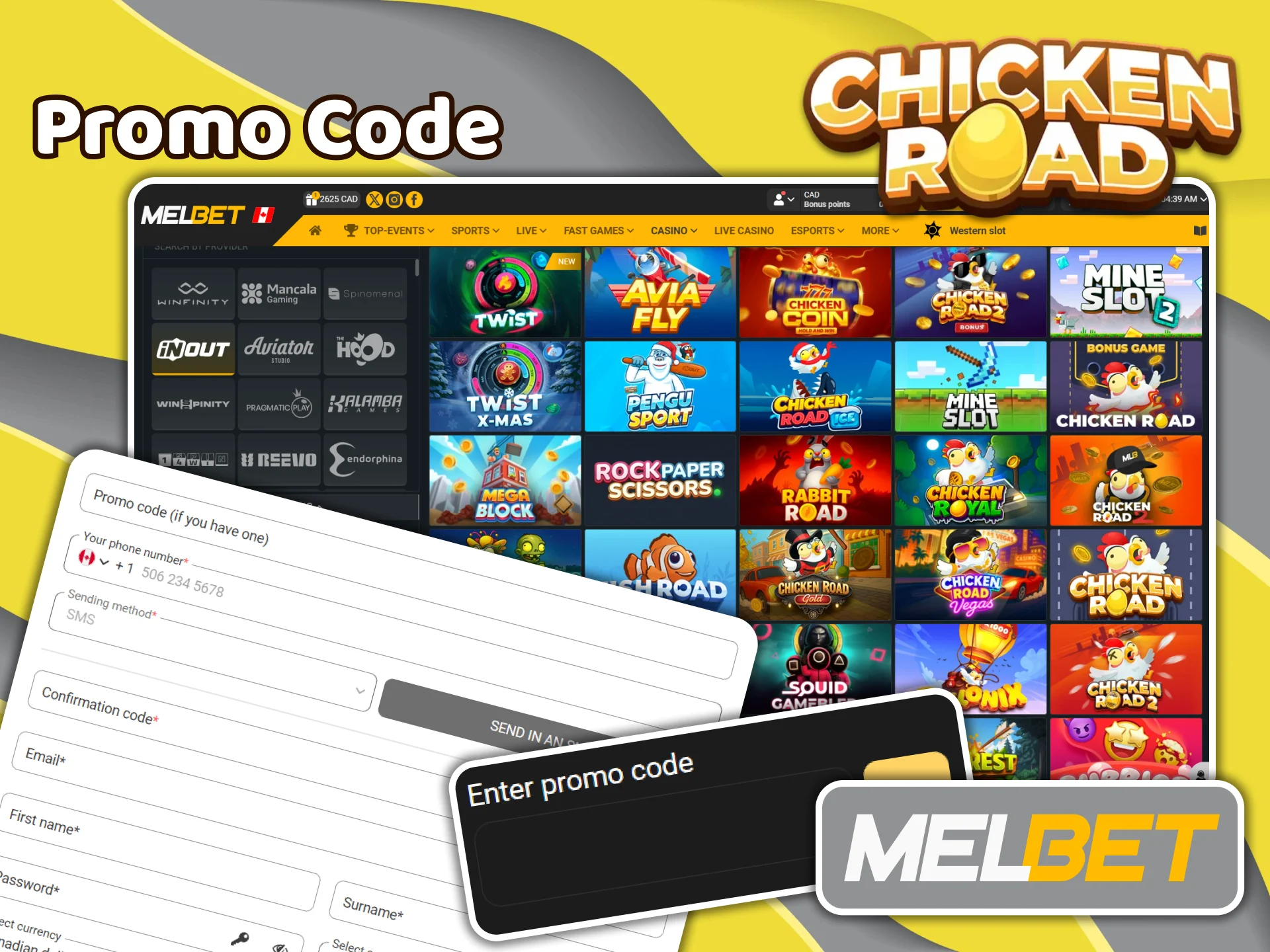 When registering for Melbet, do not forget about the promo code available to Chicken Road players.
